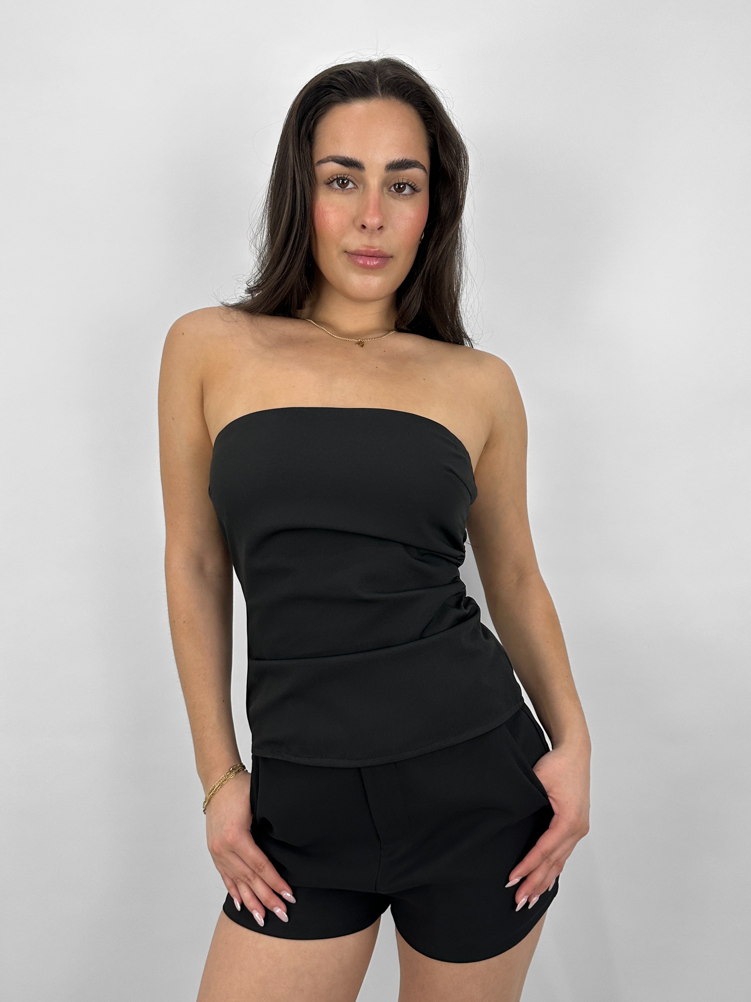 Ruche Waist Strapless Top