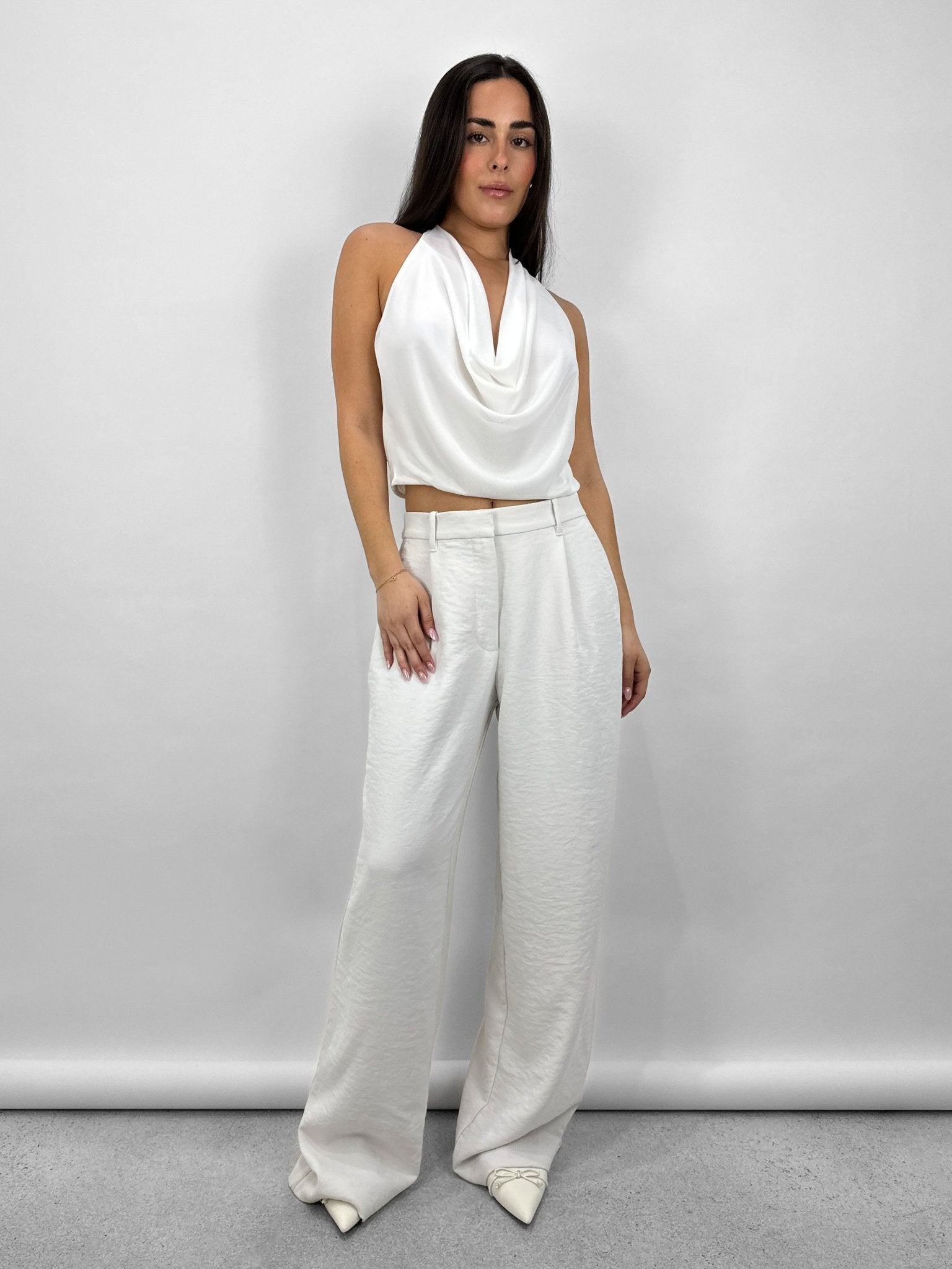 Mesh Drape Low Back Cowl Neck - Vamp Official