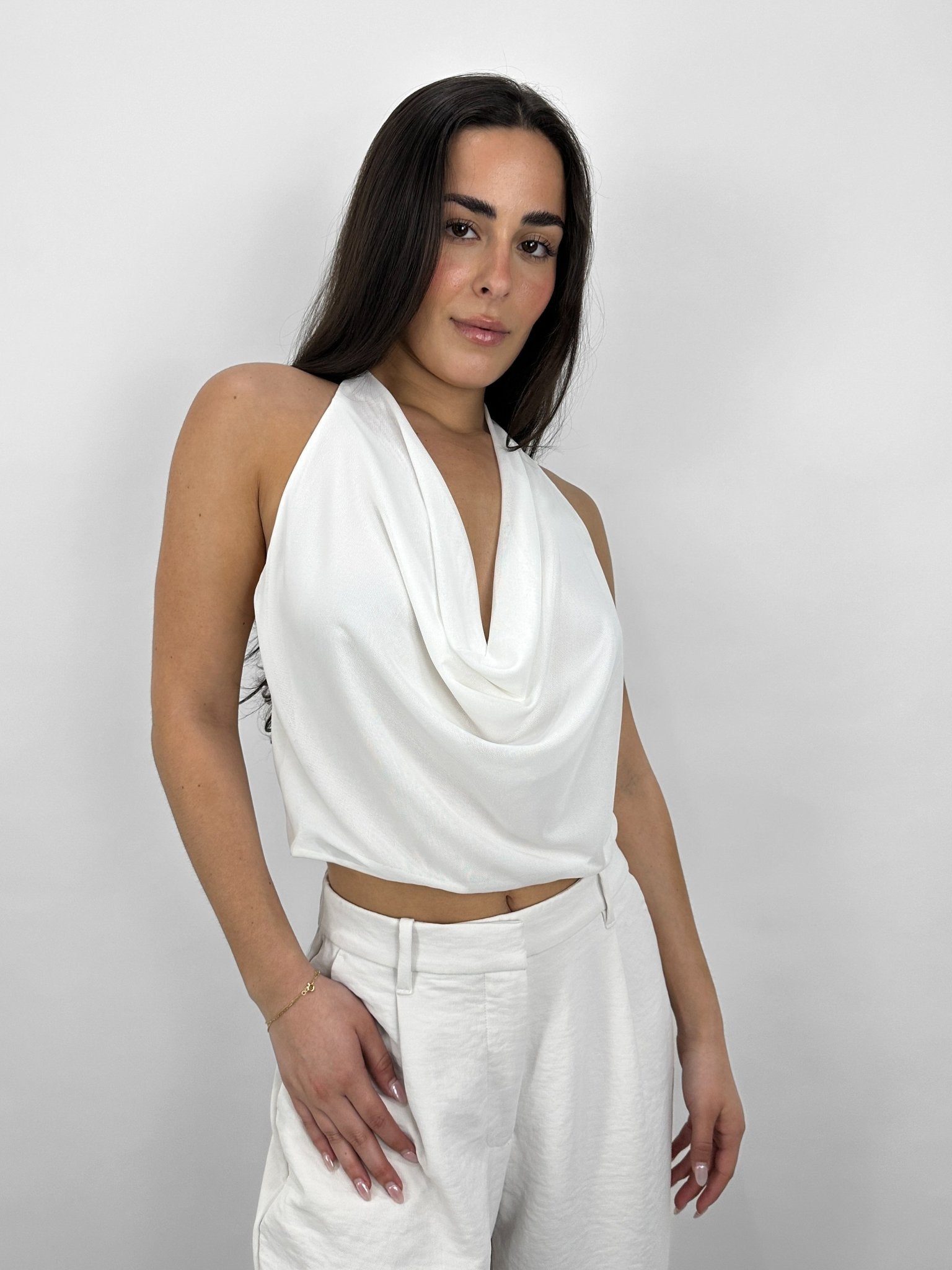 Mesh Drape Low Back Cowl Neck - Vamp Official