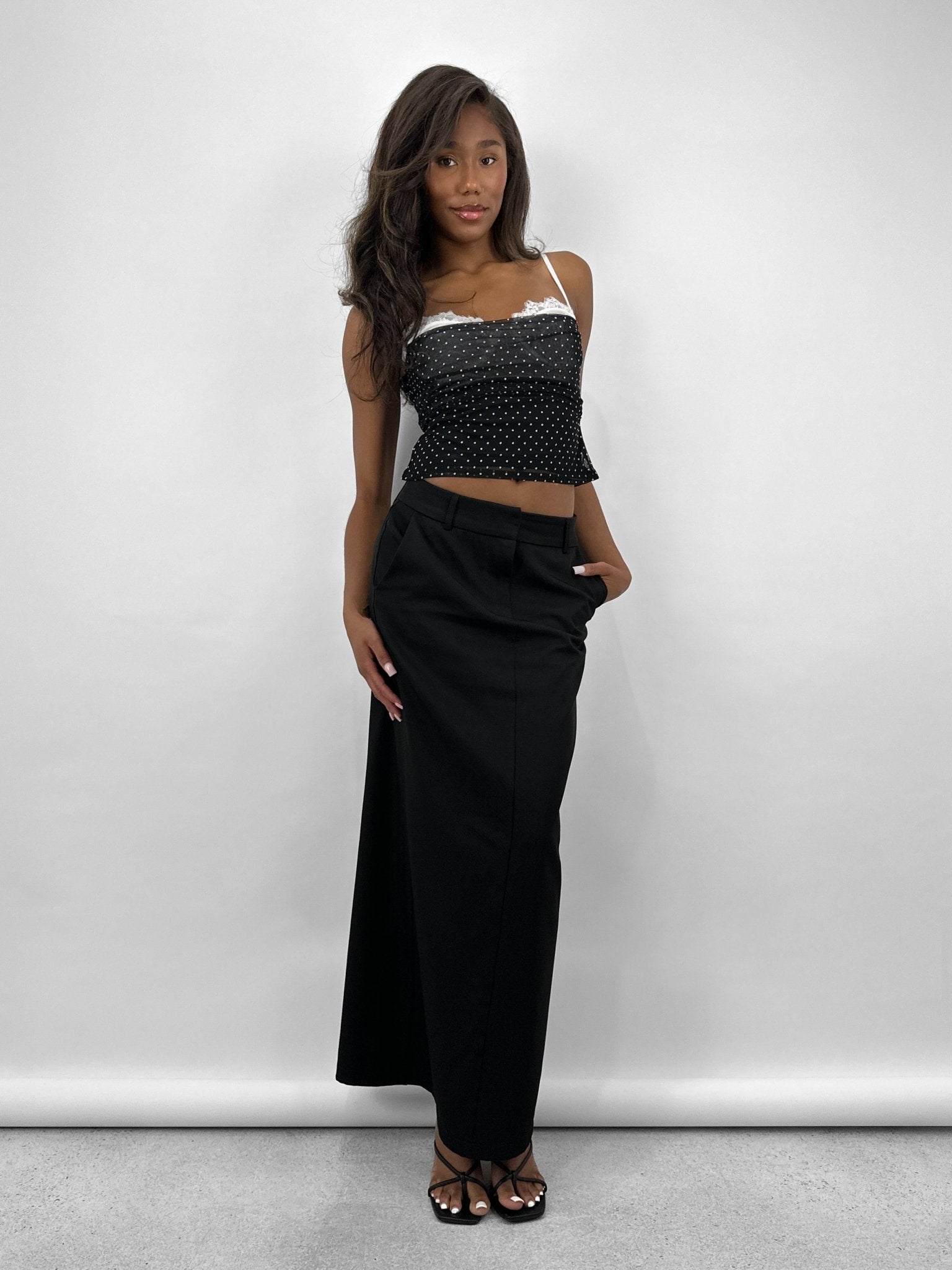 Polka Printed Bra Detail Tube Tank - Vamp Official