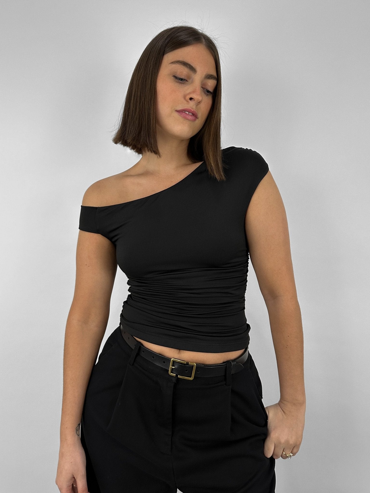 off shoulder ruched top