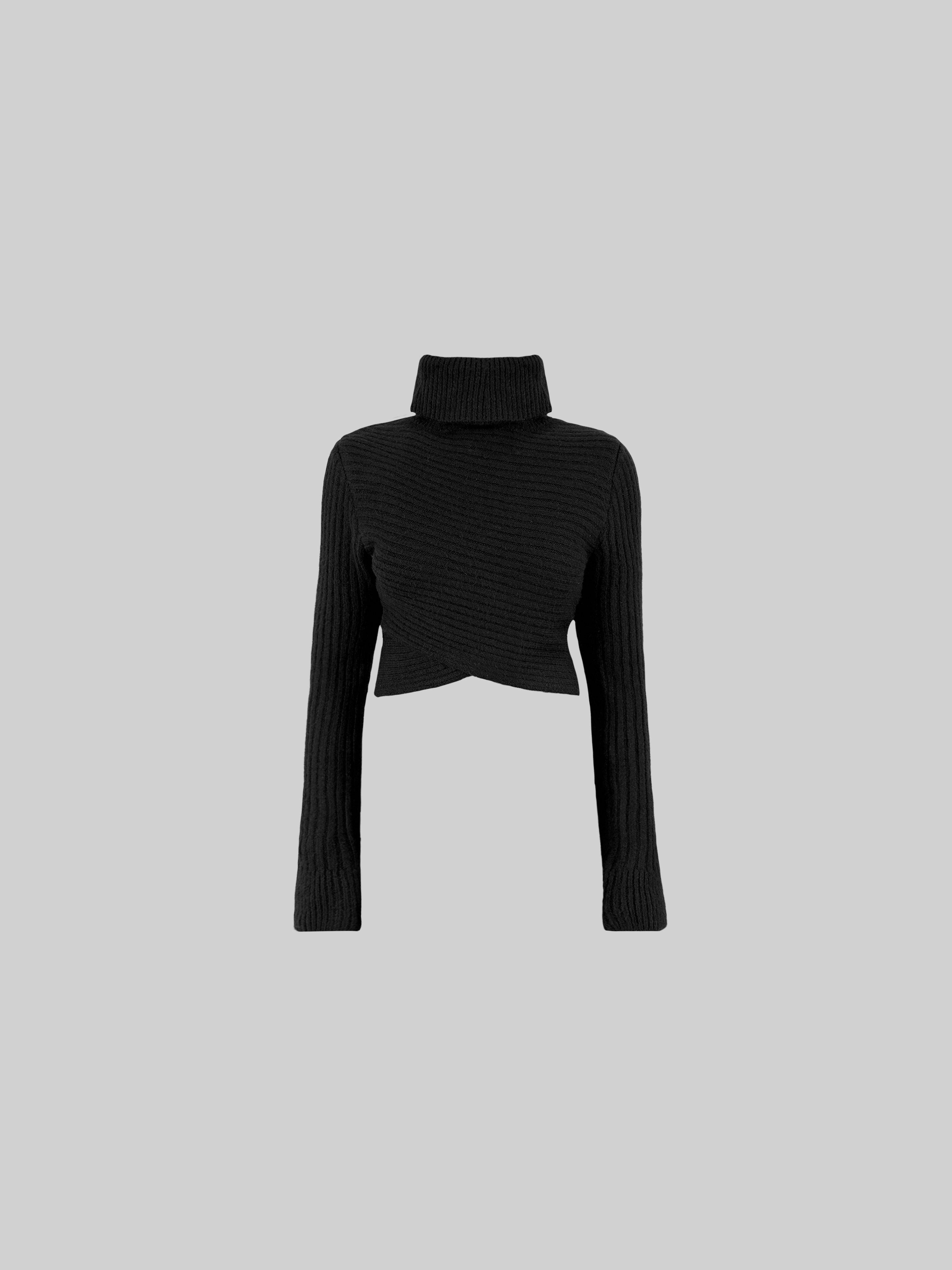 Cross Front Turtleneck Cropped Sweater