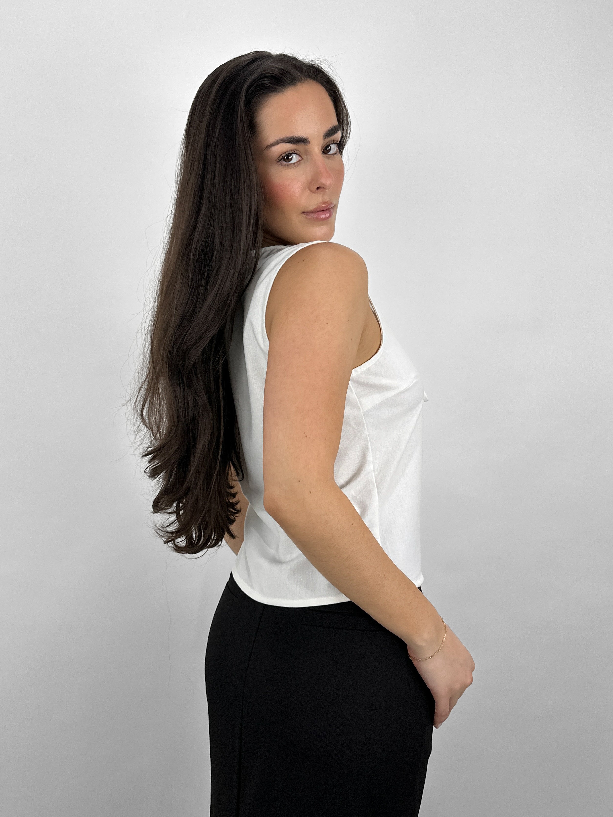 Woven Scalloped Tie Top
