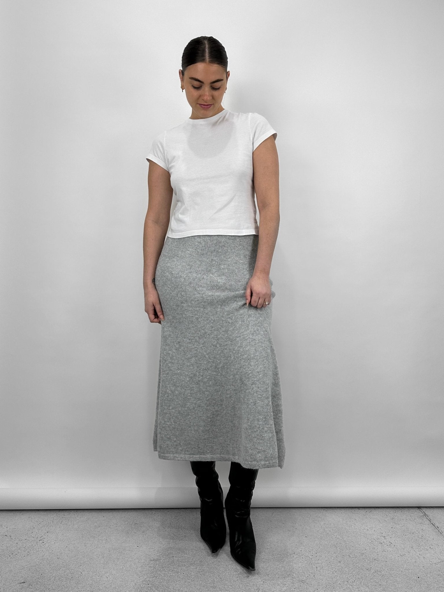 A - Line Knit Midi Skirt - Vamp Official