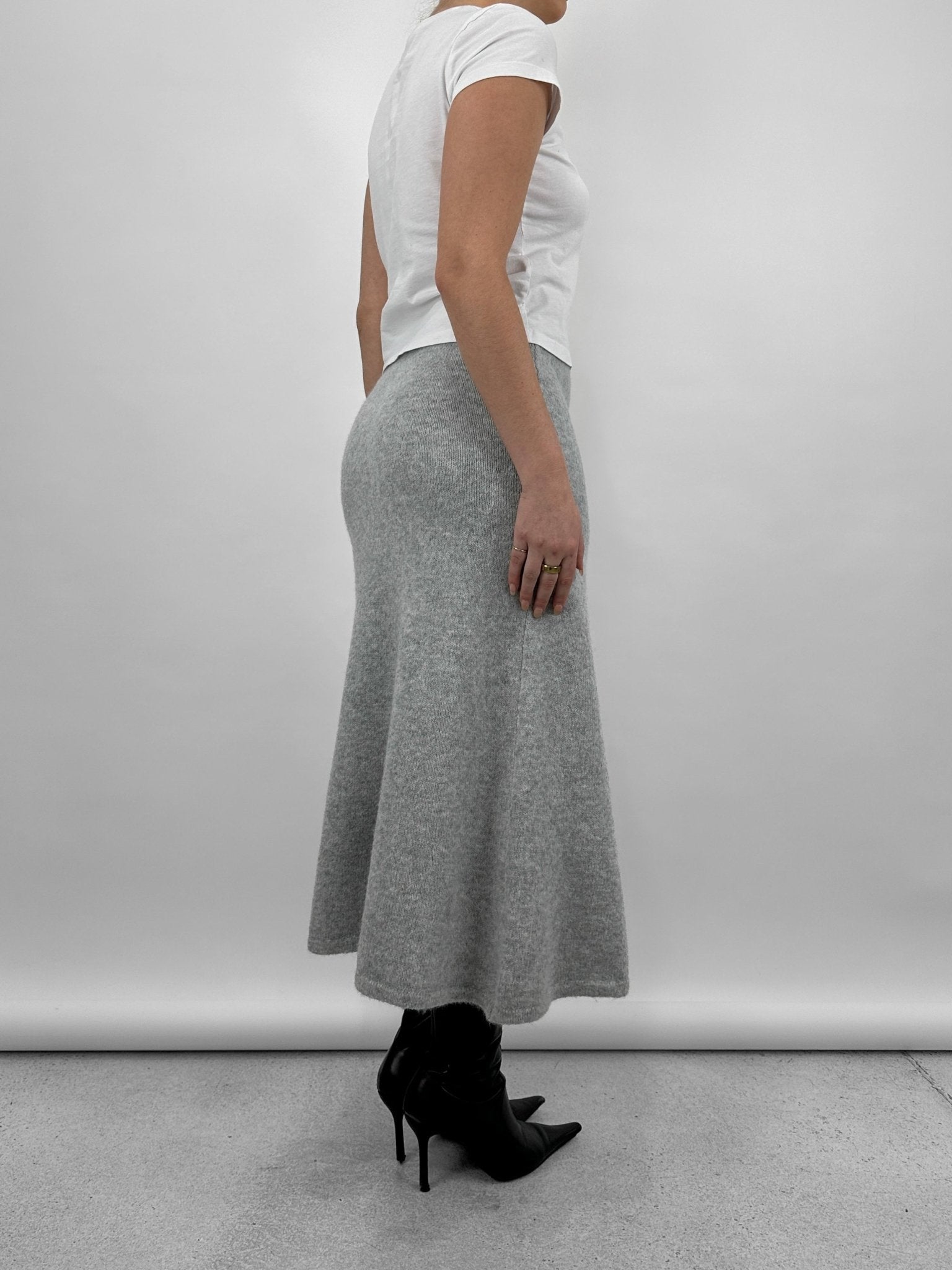 A - Line Knit Midi Skirt - Vamp Official