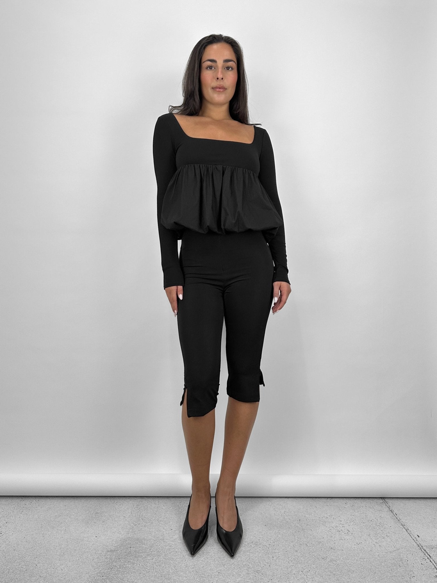 Bubble Peplum Long Sleeve Top - Vamp Official