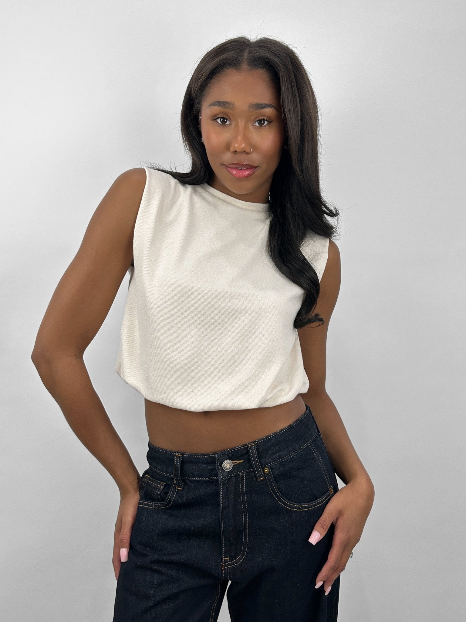 Cinch Waist Boxy Muscle Tank - Vamp Official