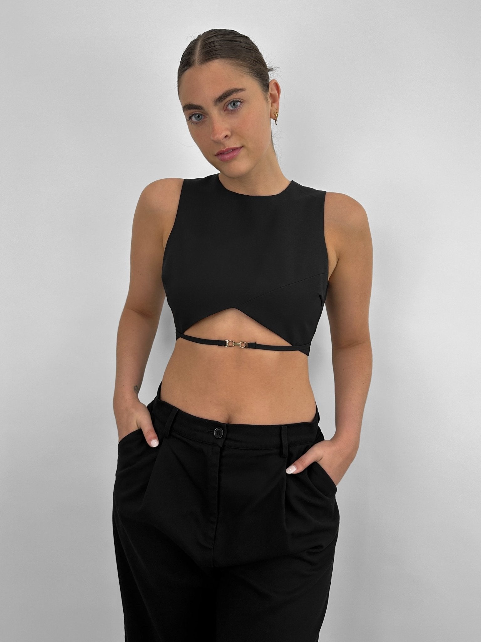 Clasp Waist Detail Ultra Crop Tank - Vamp Official