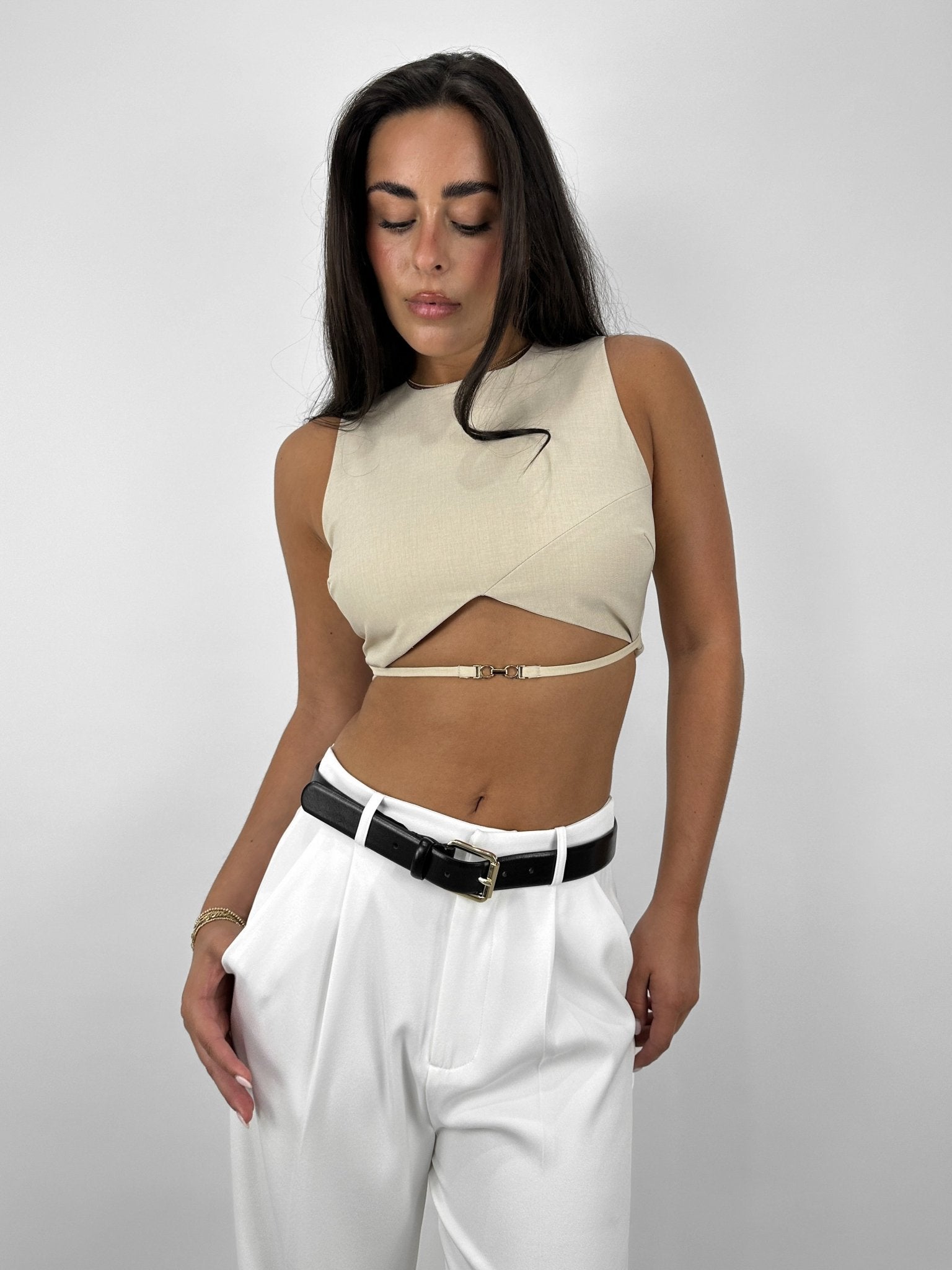 Clasp Waist Detail Ultra Crop Tank - Vamp Official