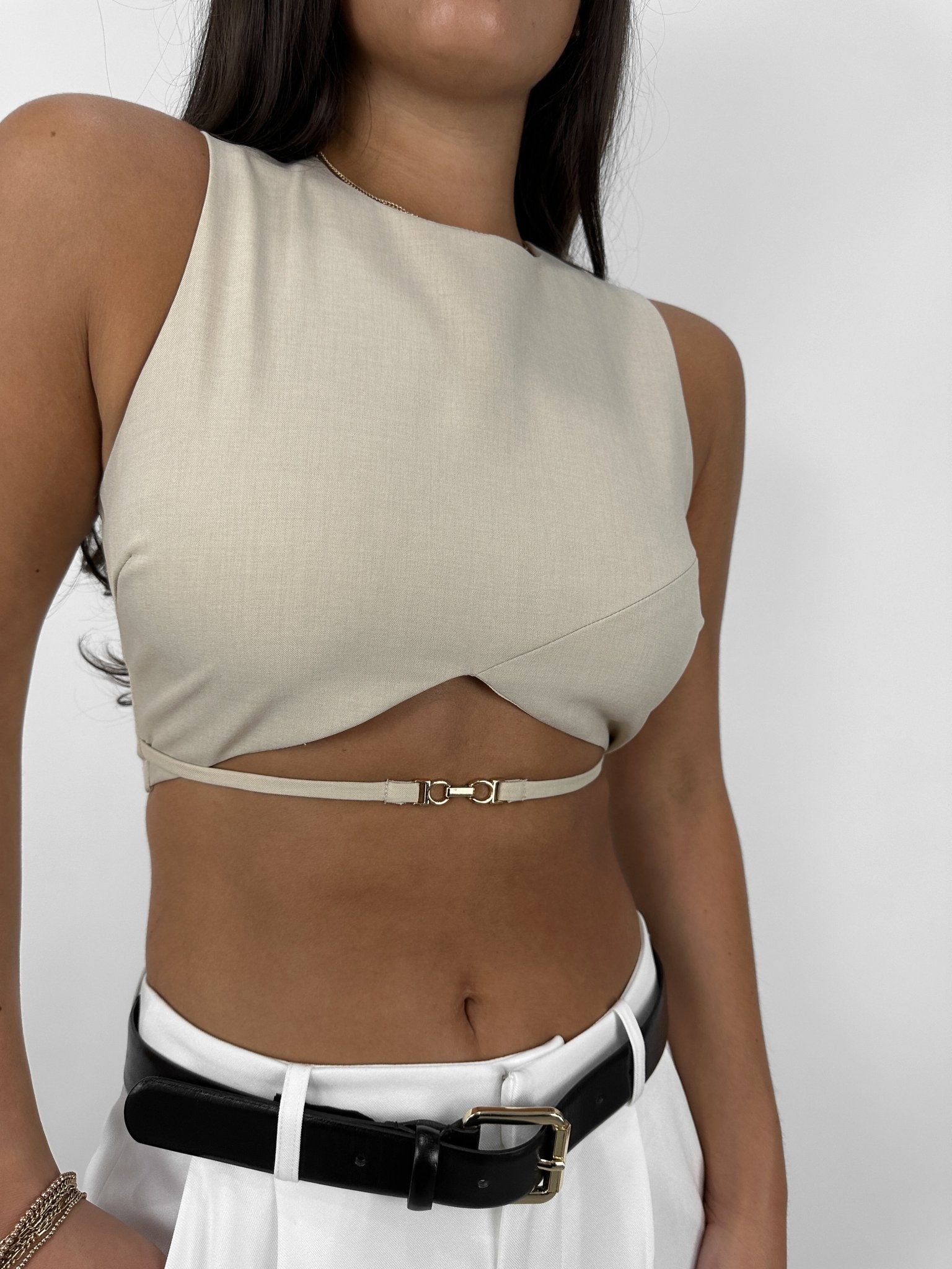 Clasp Waist Detail Ultra Crop Tank - Vamp Official