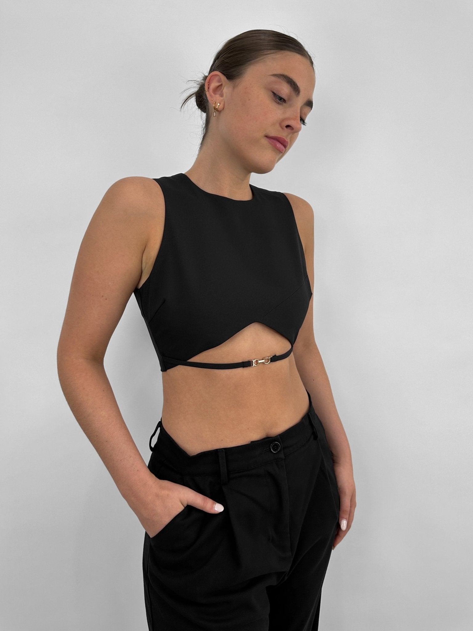 Clasp Waist Detail Ultra Crop Tank - Vamp Official