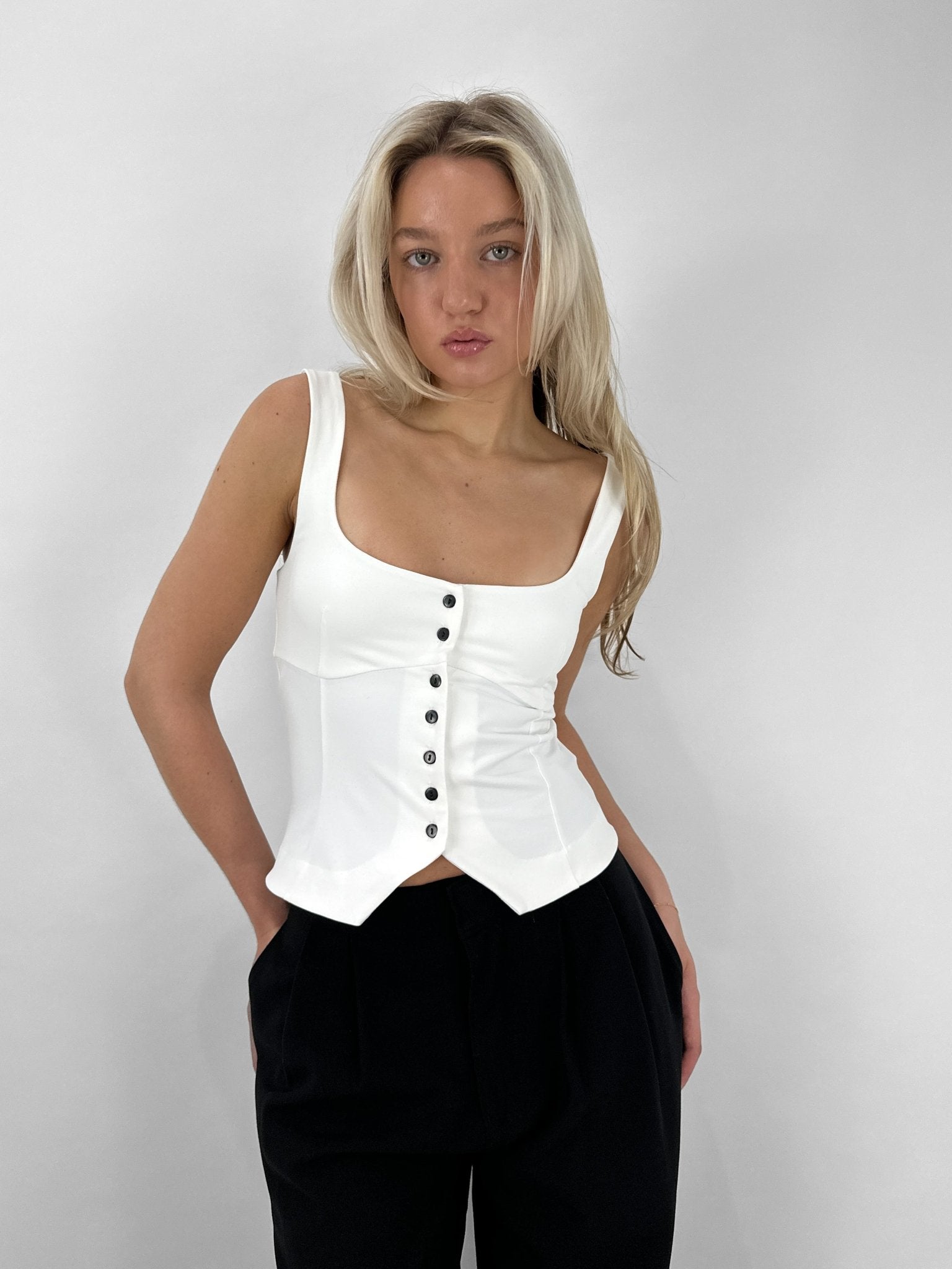 Contrast Button Seam Detail Corset - Vamp Official