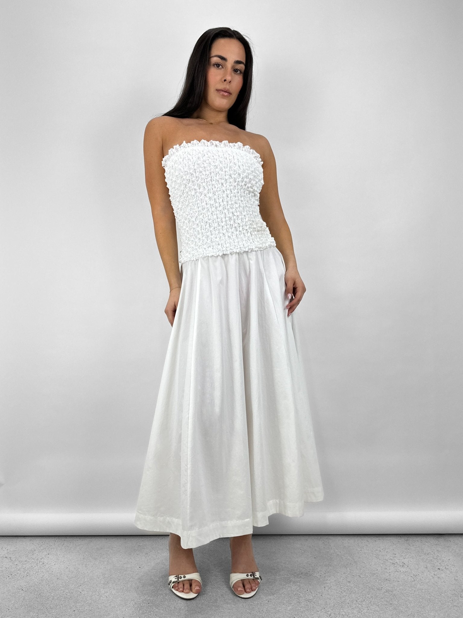 Drop Waist Textured Tube Dress - Vamp Official