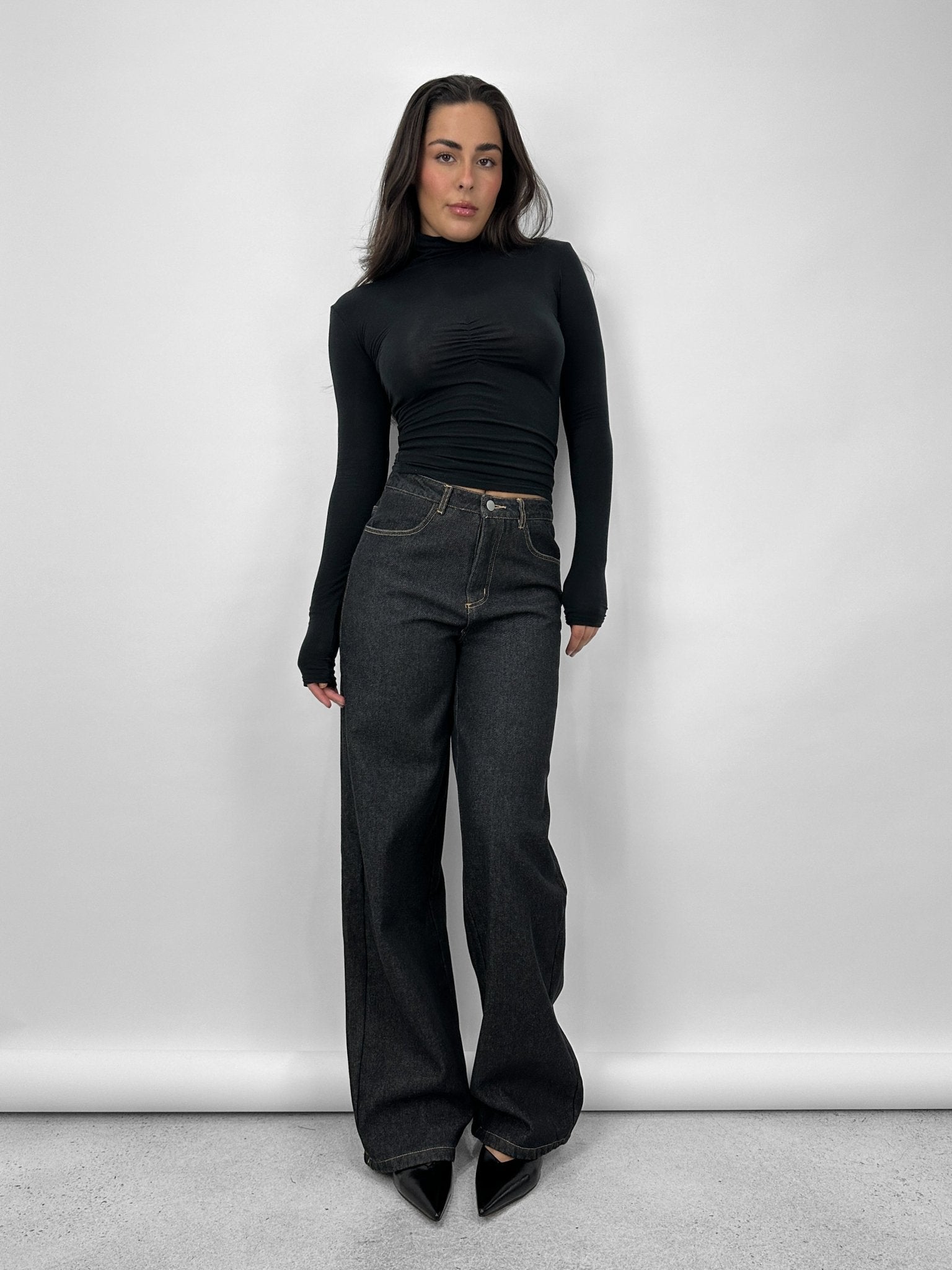 Fleece Lined Thermal Wide Leg Jeans - Vamp Official