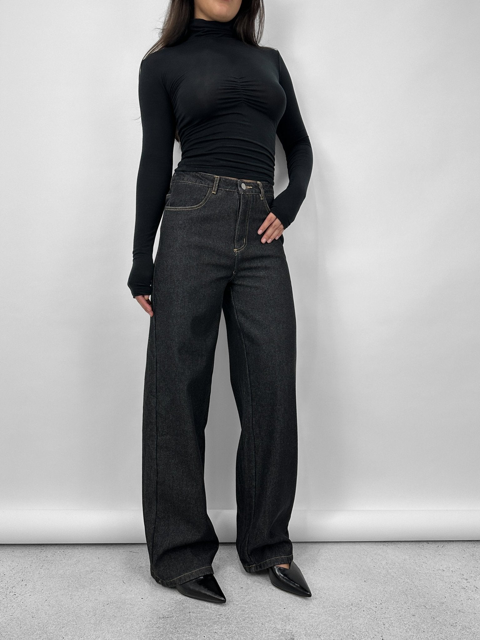 Fleece Lined Thermal Wide Leg Jeans - Vamp Official