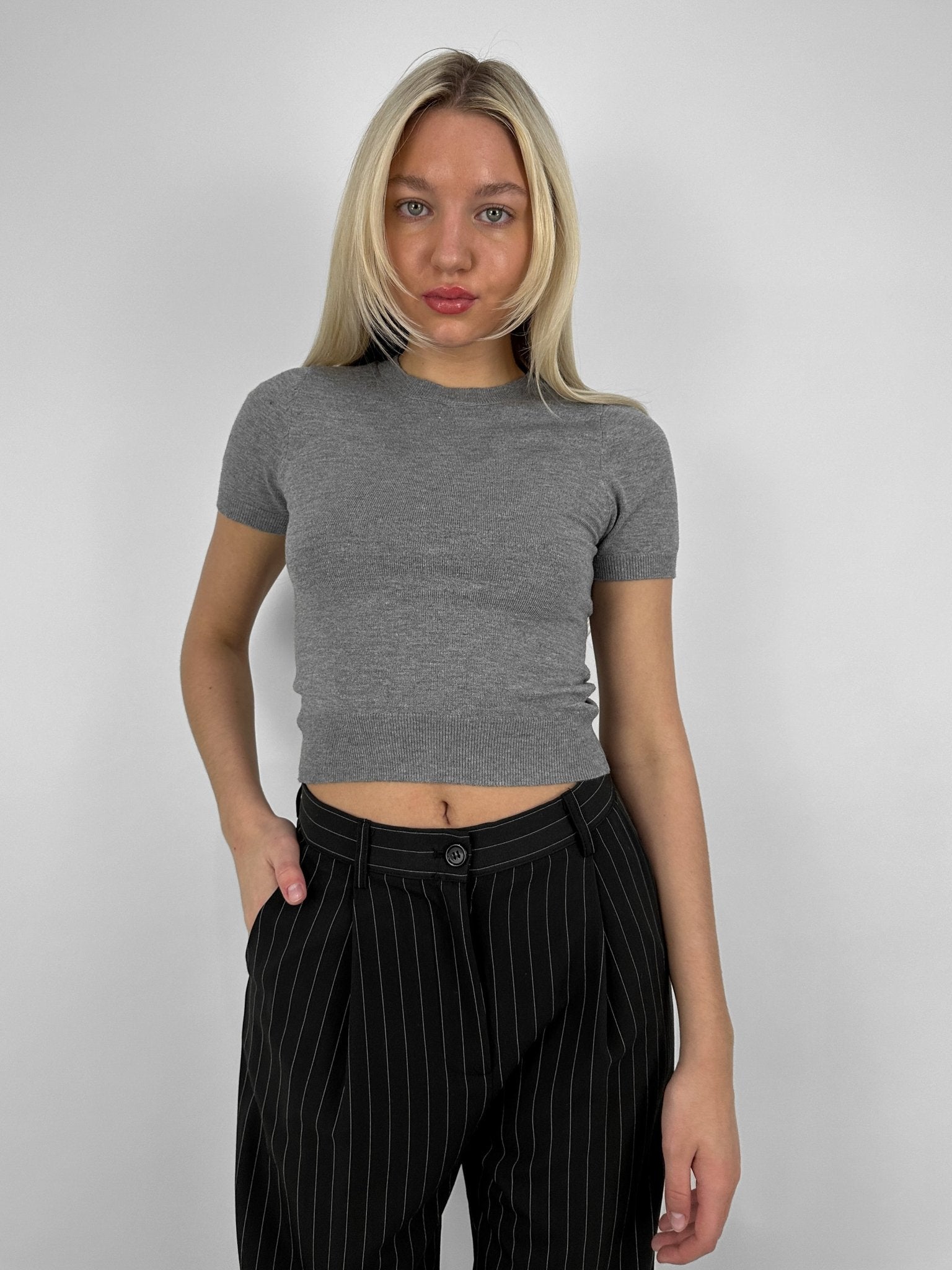 Layered Bra Knit Crew Tee - Vamp Official