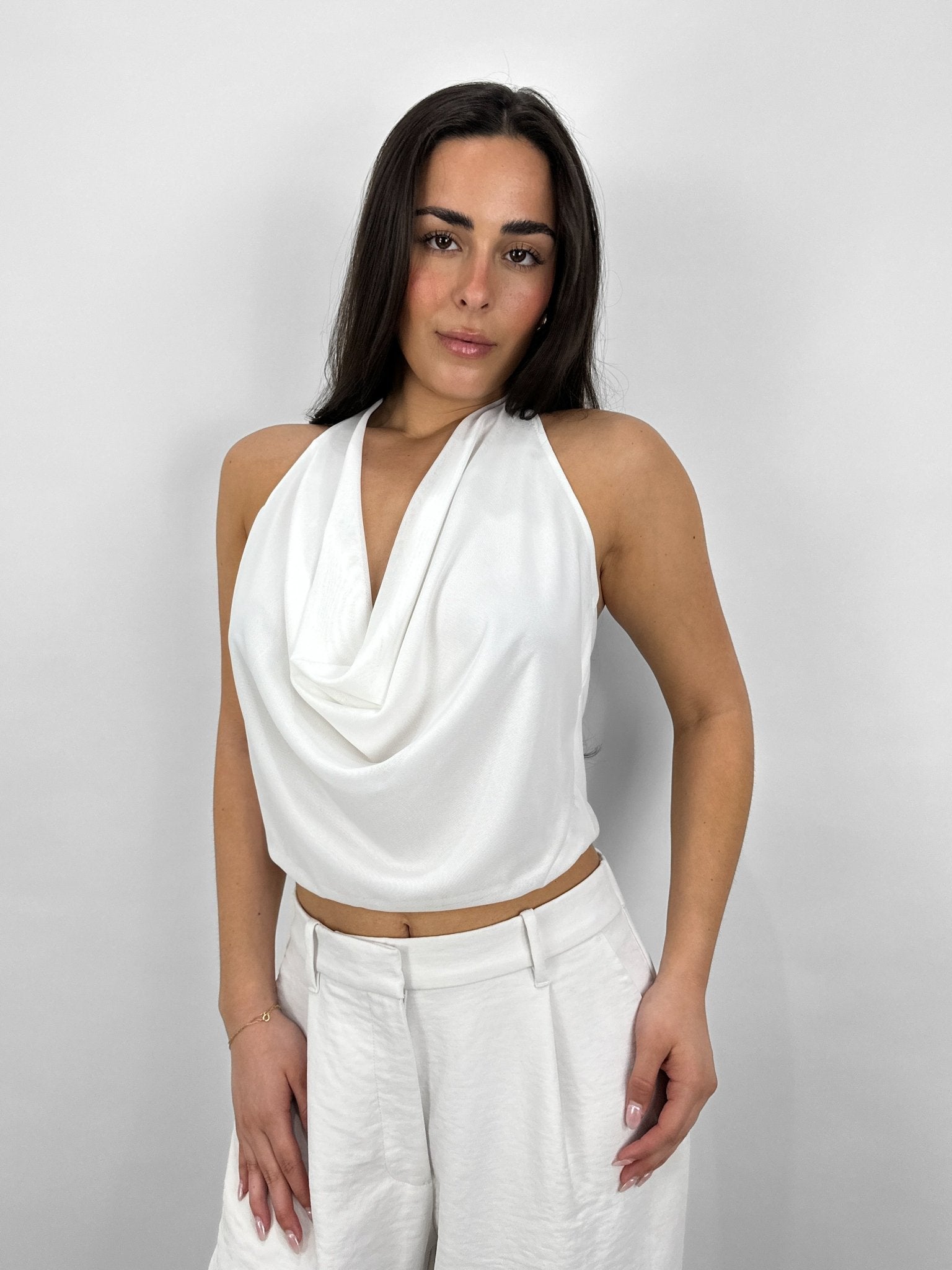 Mesh Drape Low Back Cowl Neck - Vamp Official