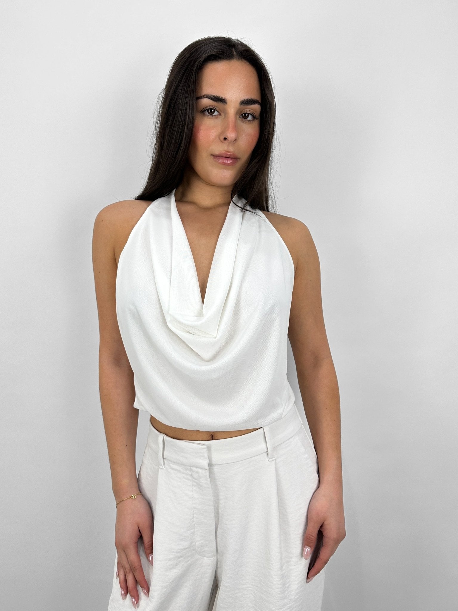 Mesh Drape Low Back Cowl Neck - Vamp Official