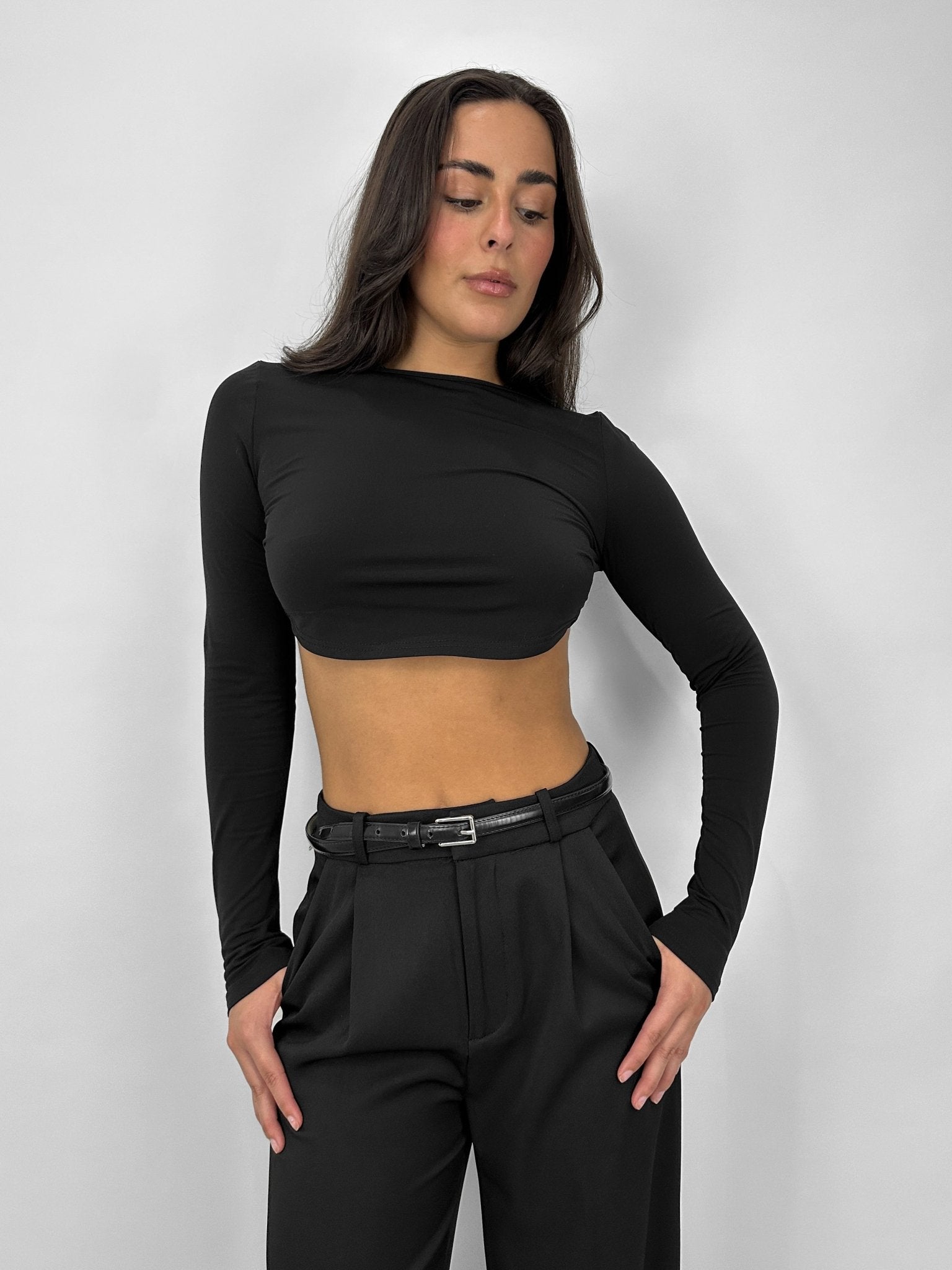 Open Back Cropped Long Sleeve - Vamp Official