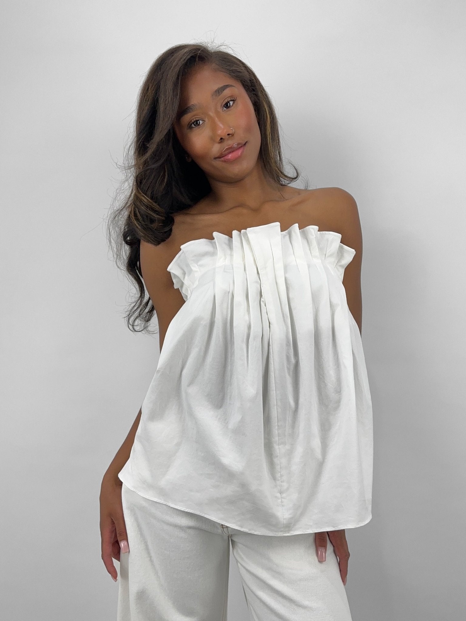 Pleated Drape Strapless Top - Vamp Official