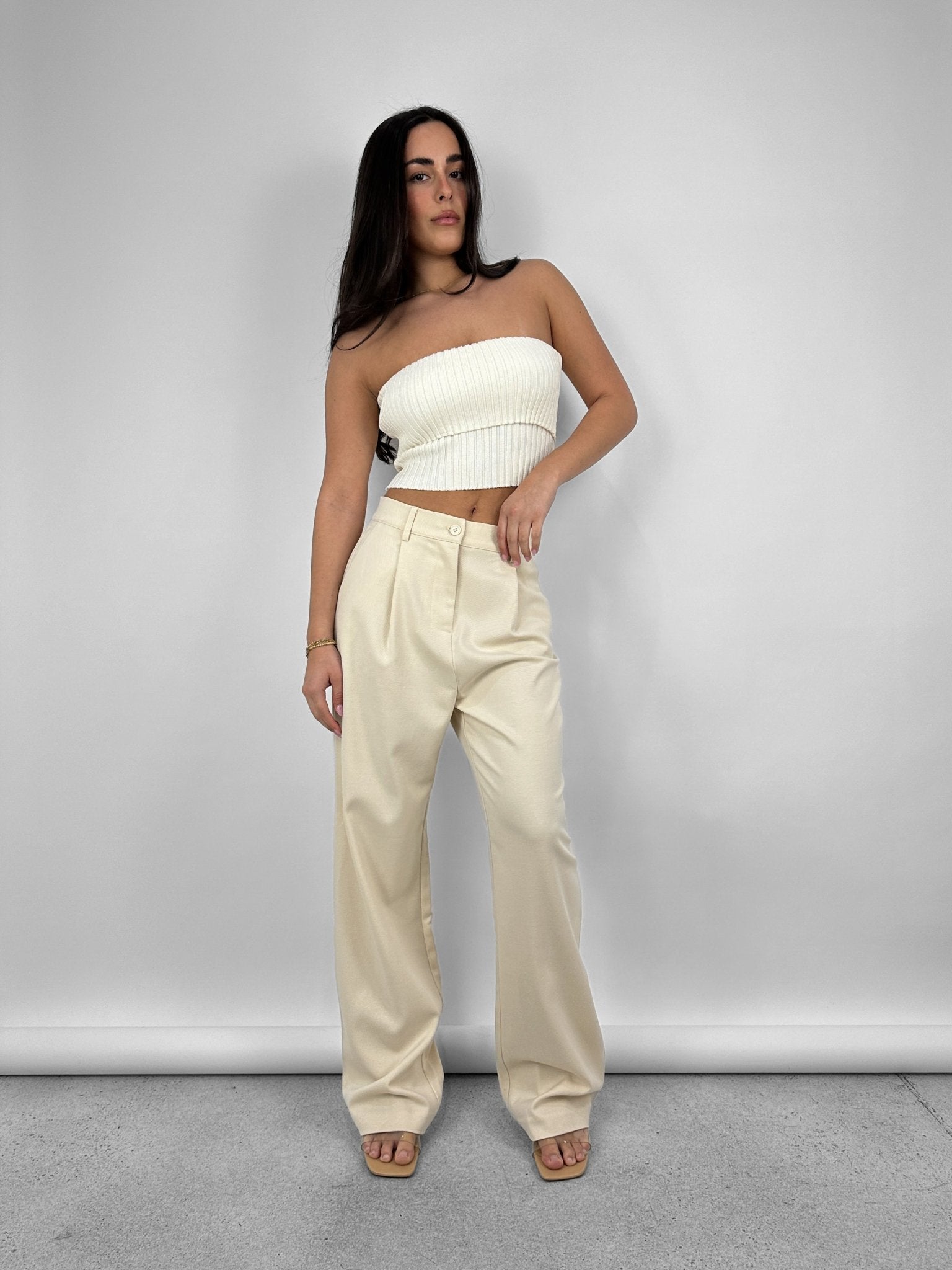 Ribbed Knit Fold Over Tube Top - Vamp Official