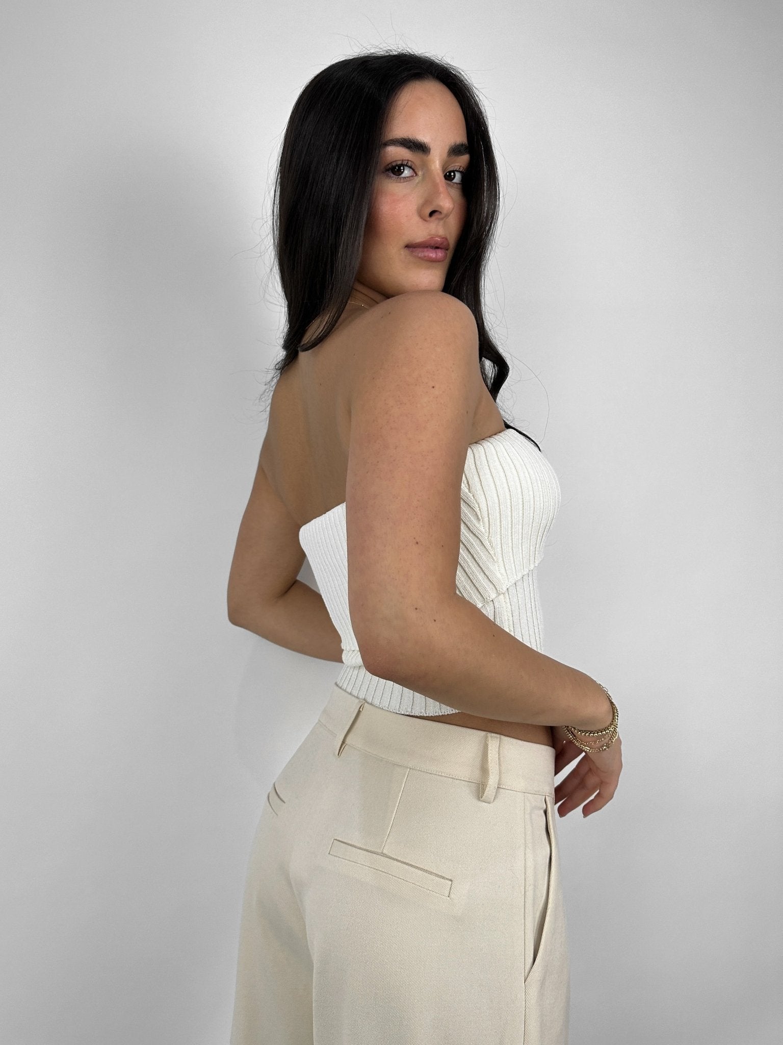 Ribbed Knit Fold Over Tube Top - Vamp Official