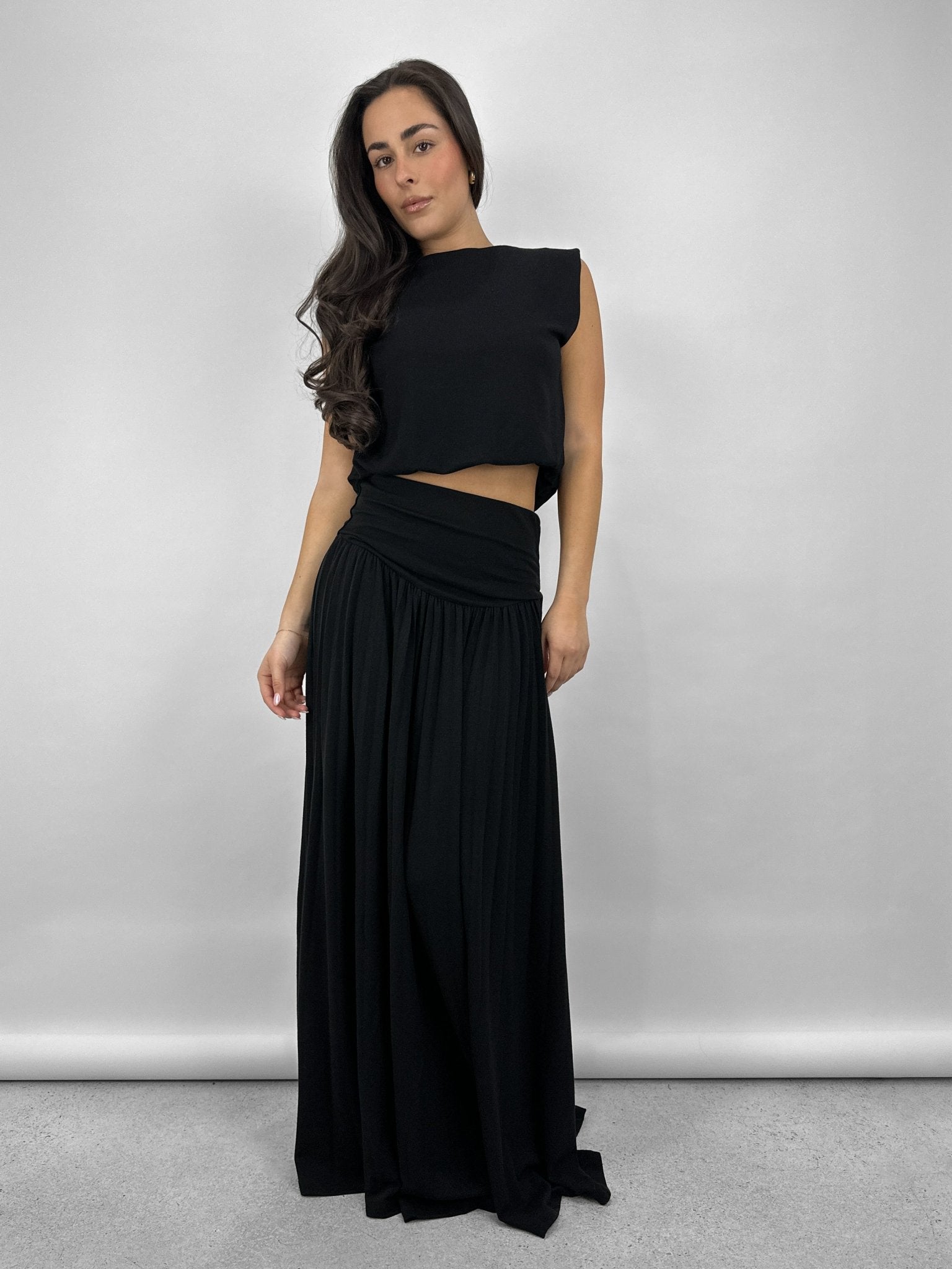 Ruche Waist Pleated Maxi Skirt - Vamp Official