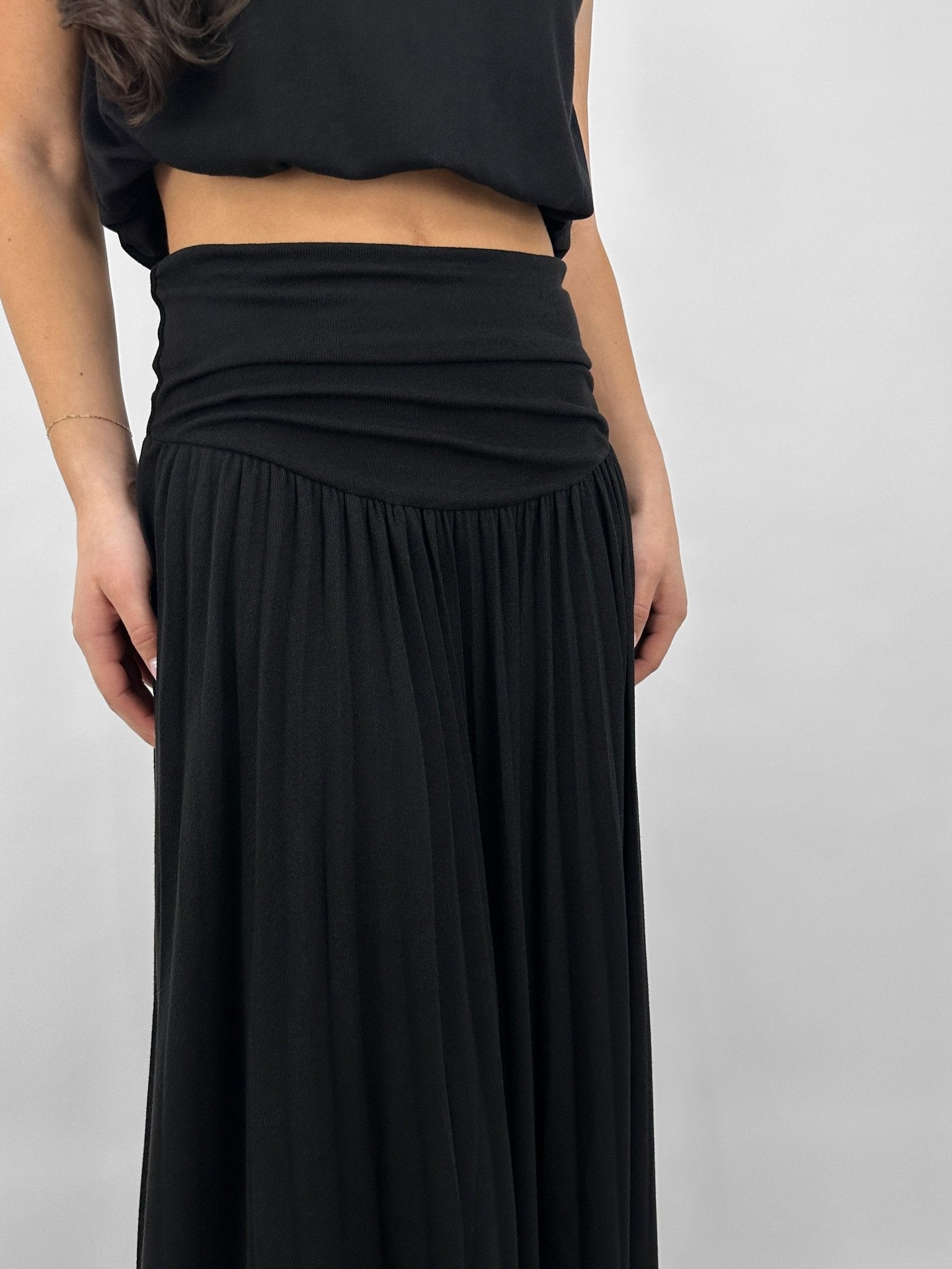Ruche Waist Pleated Maxi Skirt - Vamp Official