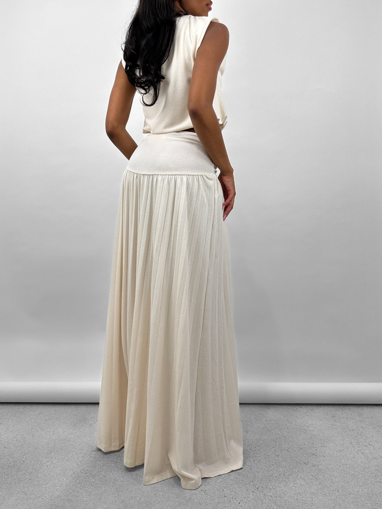 Ruche Waist Pleated Maxi Skirt - Vamp Official