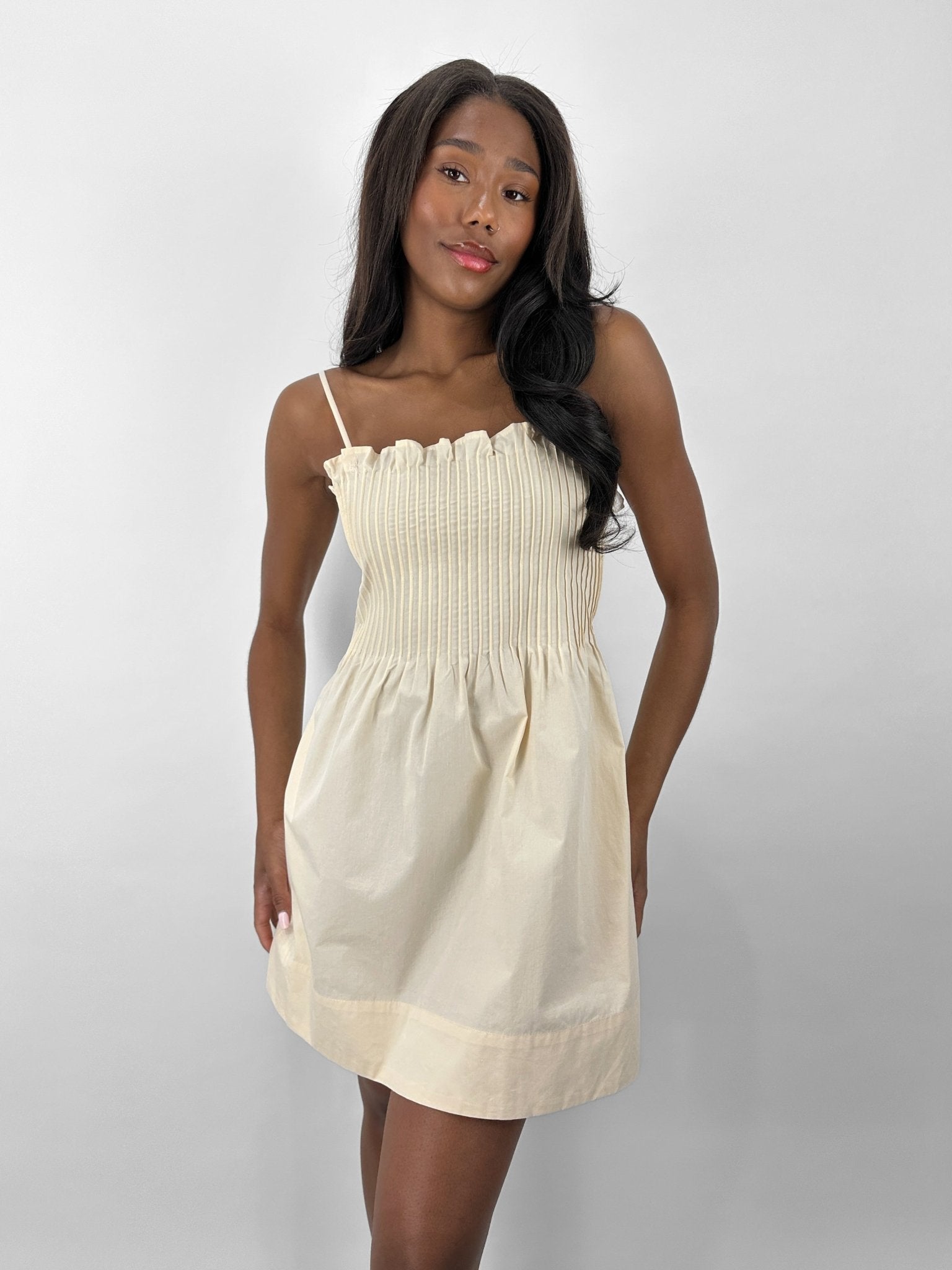 Ruffle Trim A - Line Mini Dress - Vamp Official