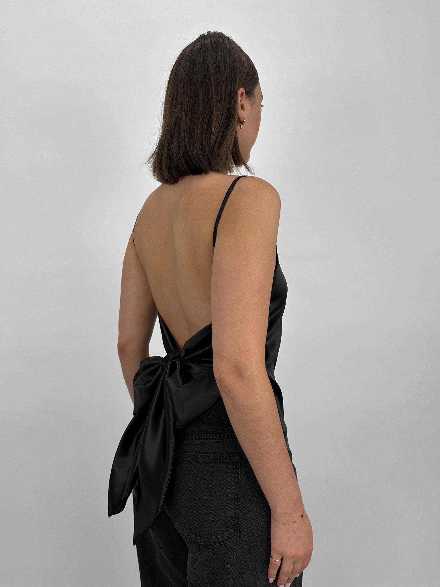 Satin Open Tie Back Bow Tank - Vamp Official