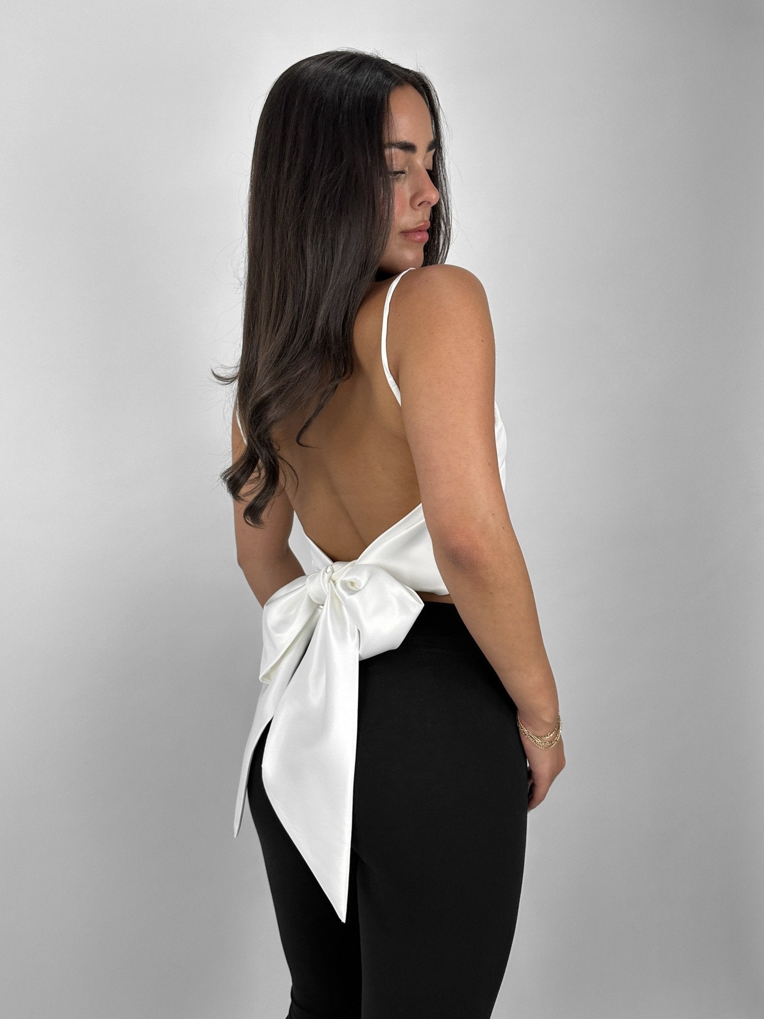 Satin Open Tie Back Bow Tank - Vamp Official