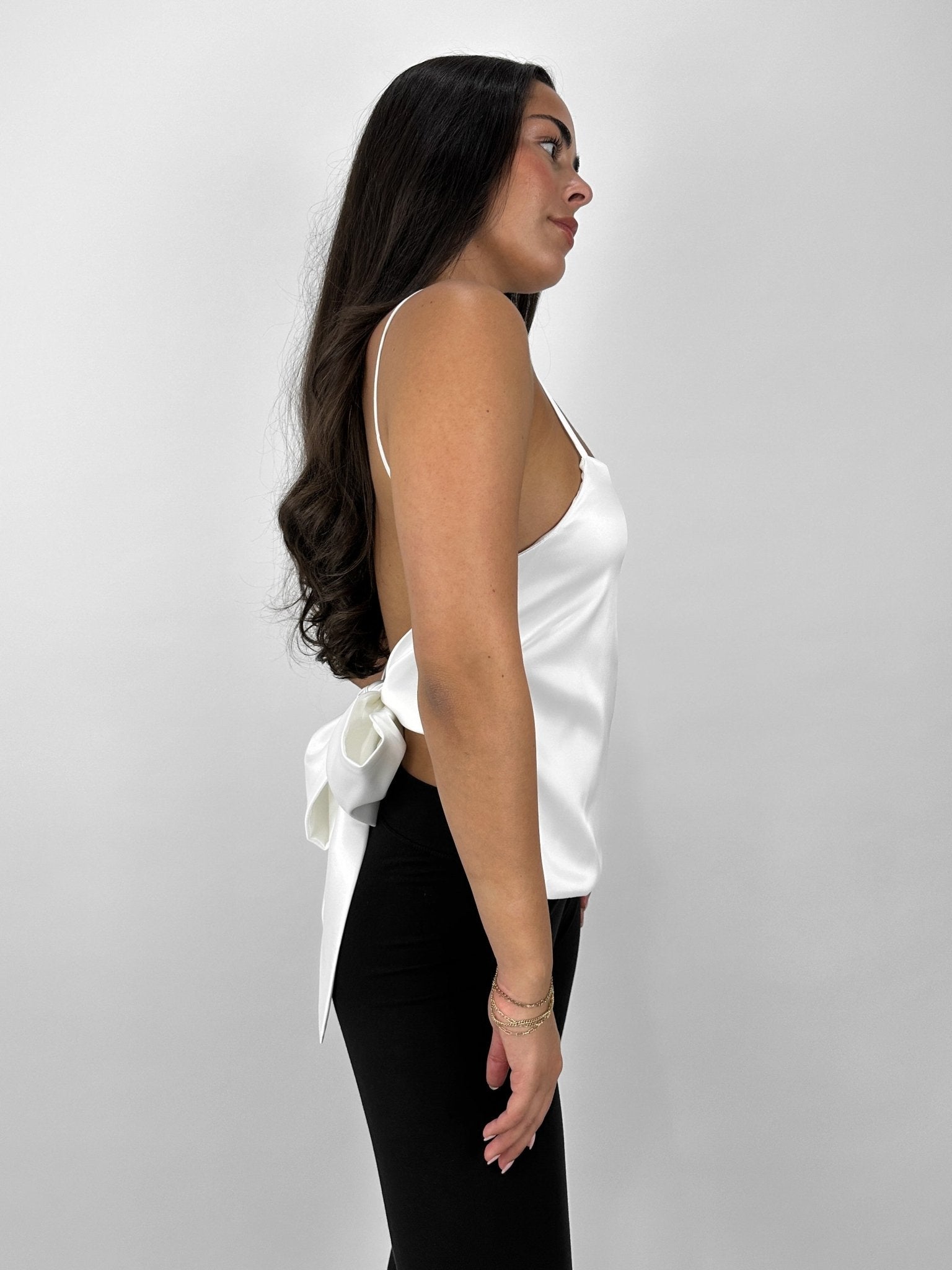 Satin Open Tie Back Bow Tank - Vamp Official