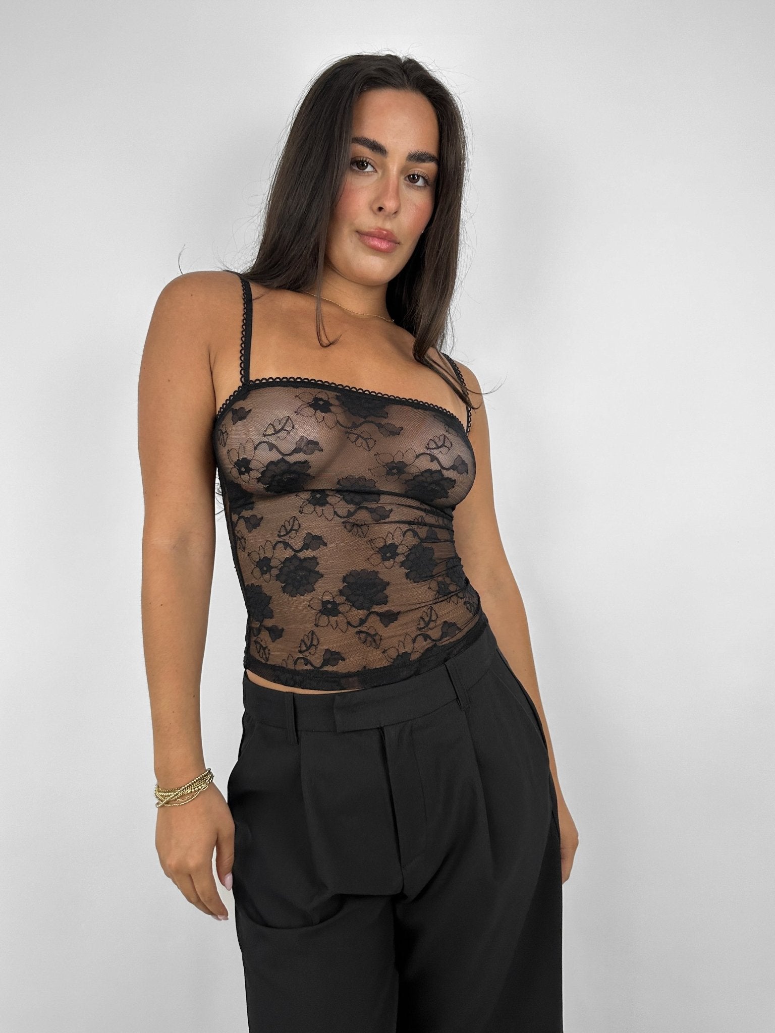 Sheer Floral Lace Tank - Vamp Official