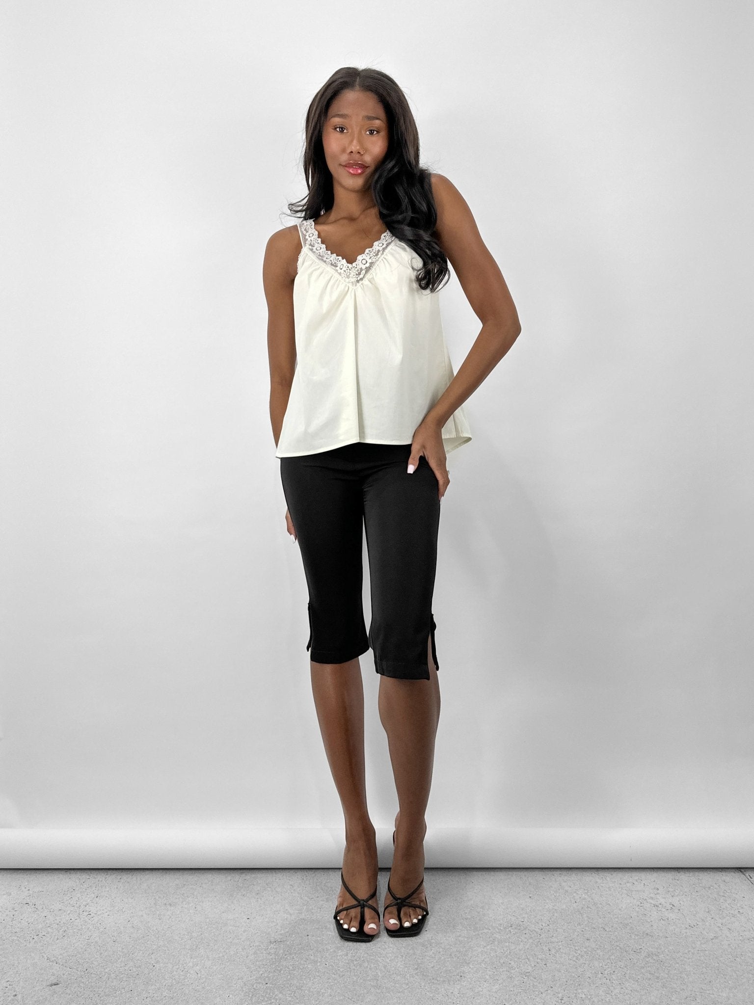 V Neck Lace Trim Tank - Vamp Official