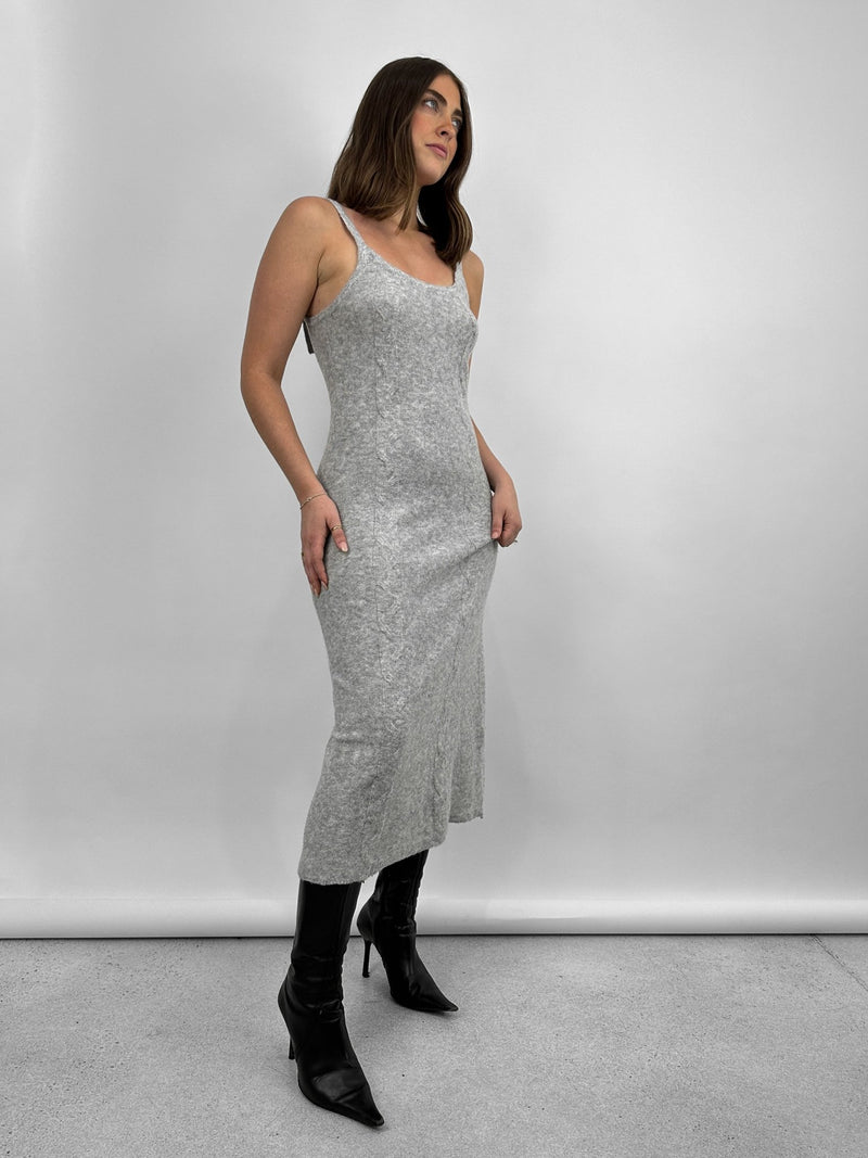 A-Line Cable Knit Midi Dress - Vamp Official