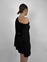 Asymmetrical Off The Shoulder Satin Mini Dress - Vamp Official