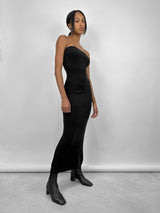 Back Slit Tube Top Knit Midi Dress - Vamp Official