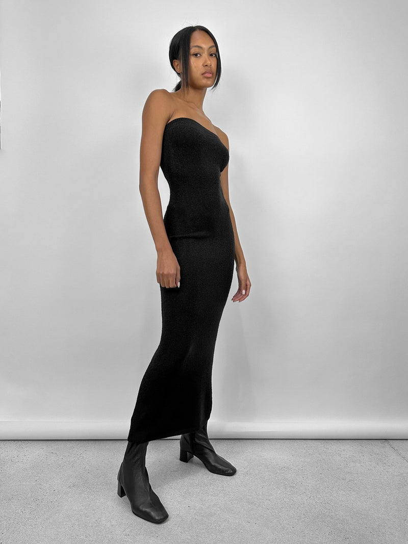 Back Slit Tube Top Knit Midi Dress - Vamp Official