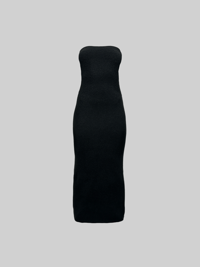Back Slit Tube Top Knit Midi Dress - Vamp Official