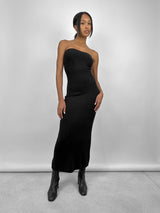 Back Slit Tube Top Knit Midi Dress - Vamp Official