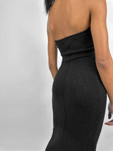 Back Slit Tube Top Knit Midi Dress - Vamp Official