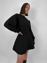 Banded Waist Long Sleeve Knit Dress - Vamp Official