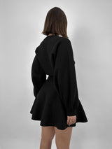 Banded Waist Long Sleeve Knit Dress - Vamp Official