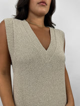 Boxy V Neck Sweater Vest Dress - Vamp Official