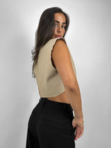 Boxy Wrap Pinstripe Vest Top - Vamp Official