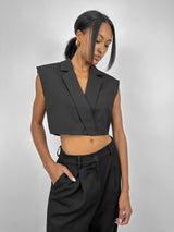 Boxy Wrap Pinstripe Vest Top - Vamp Official