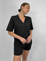 Button Down Box Fit Knit Collared Top - Vamp Official