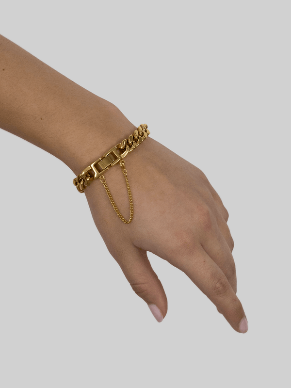Chunky Curb Bracelet With Chain Charm - Vamp Official