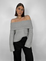 Chunky Off The Shoulder Knit Sweater - Vamp Official